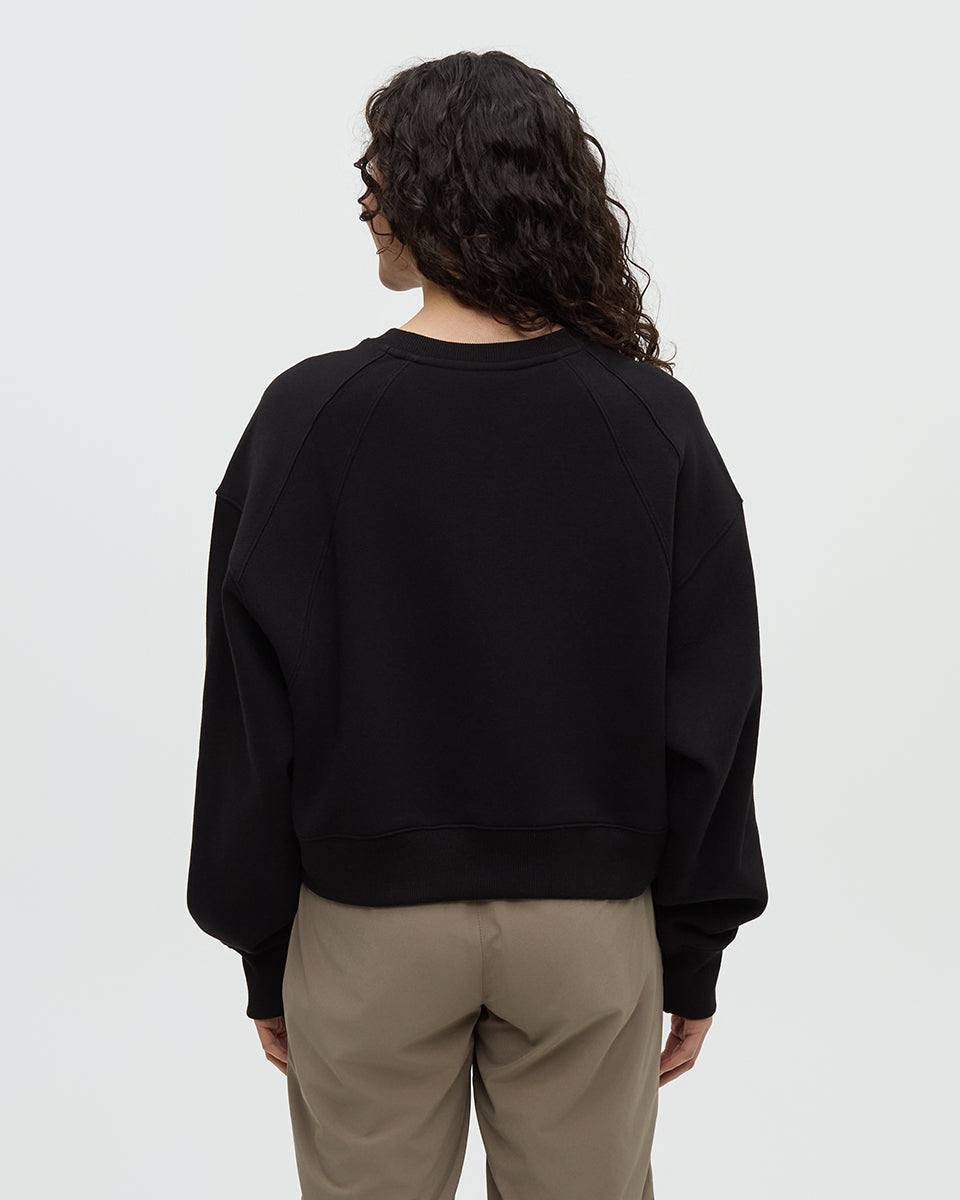 Tentree Women's Bluffs Cropped Crew - Meteorite Black