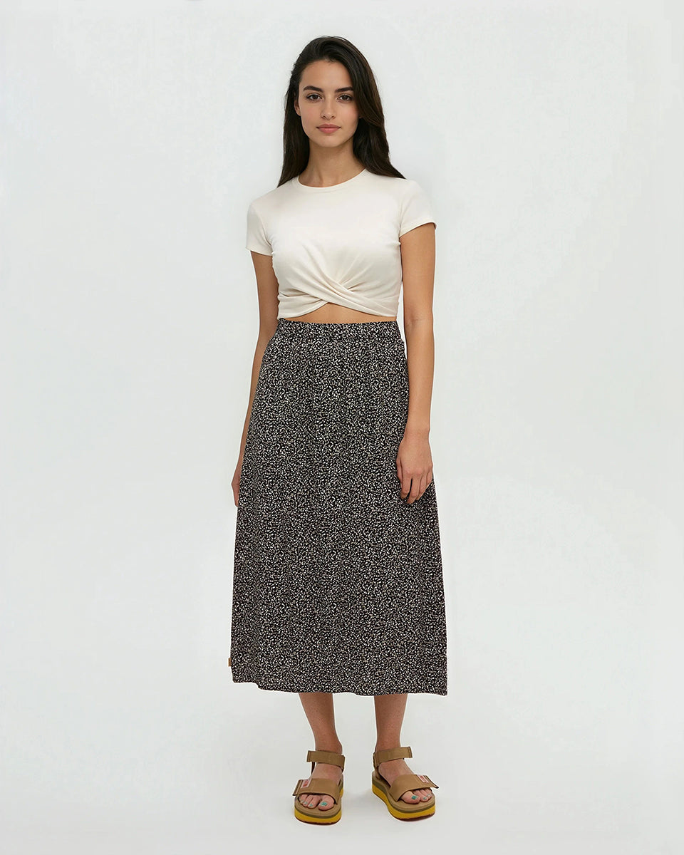 Tentree Women's Yaletown Skirt - Meteorite Black Scattered Dot