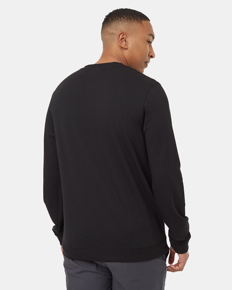 Tentree Men's SoftTerry Light Placket Crew - Meteorite Black