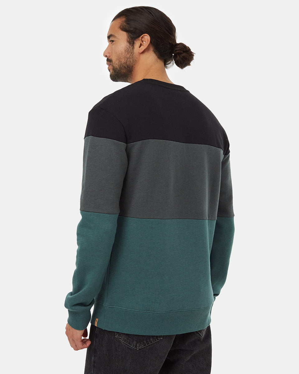 Tentree Men's Blocked Reynard Crew - Meteorite Black Urban Green Silver Pine