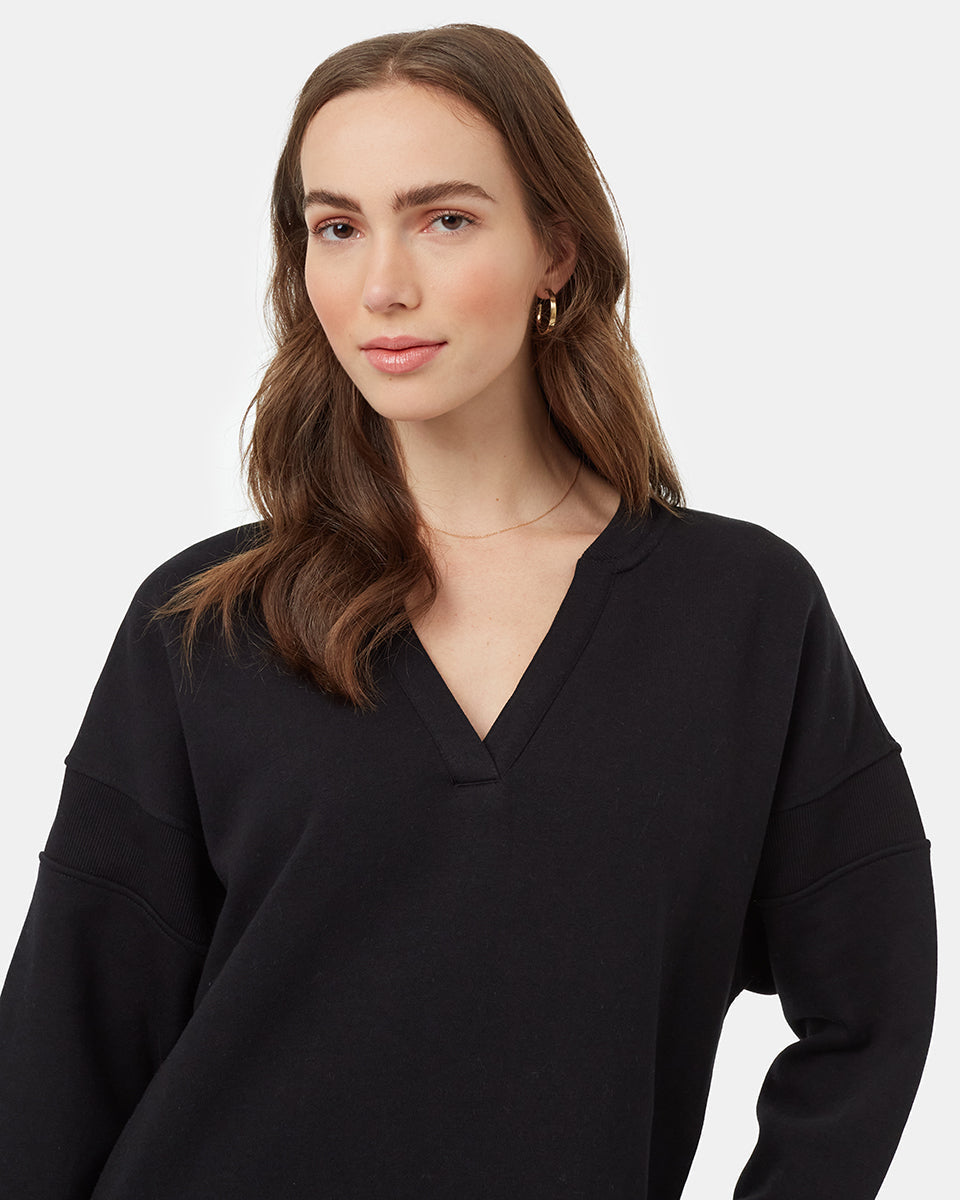 Tentree Women's TreeFleece Rib Insert Dress - Meteorite Black