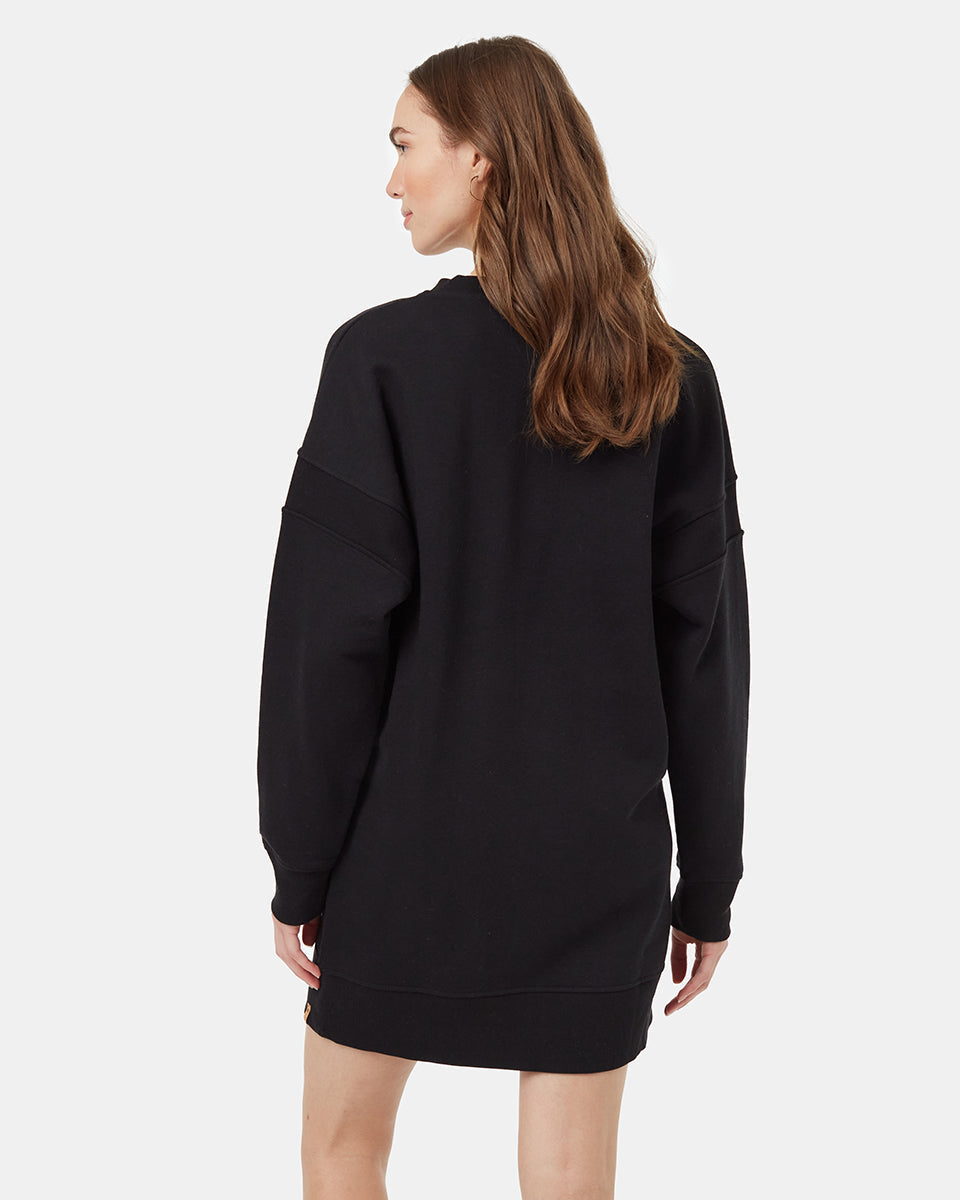 Tentree Women's TreeFleece Rib Insert Dress - Meteorite Black