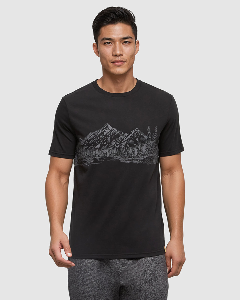 Tentree Men's Mountain Scenic T-Shirt - Meteorite Black