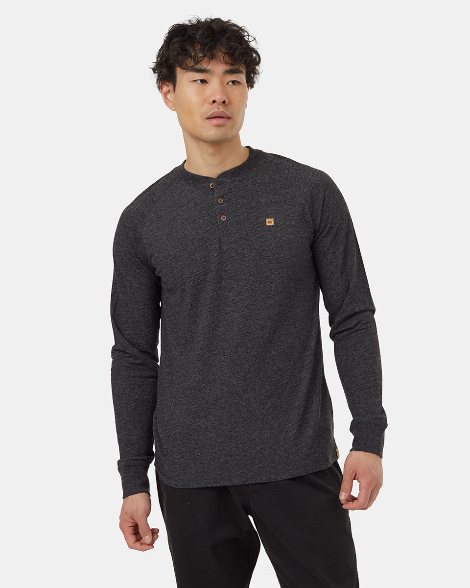 Tentree Men's Hemp Classic Henley Longsleeve - Meteorite Black Heather