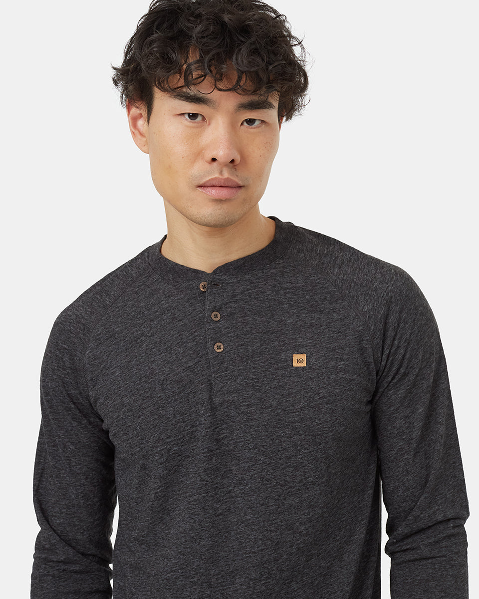 Tentree Men's Hemp Classic Henley Longsleeve - Meteorite Black Heather
