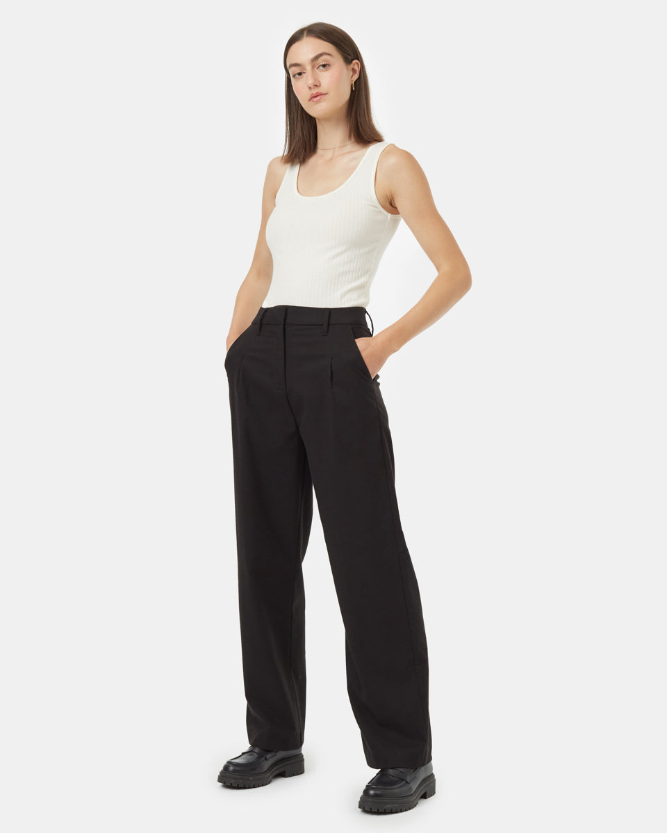 Tentree Women's Soft EcoTwill Pleat Front Pant - Meteorite Black