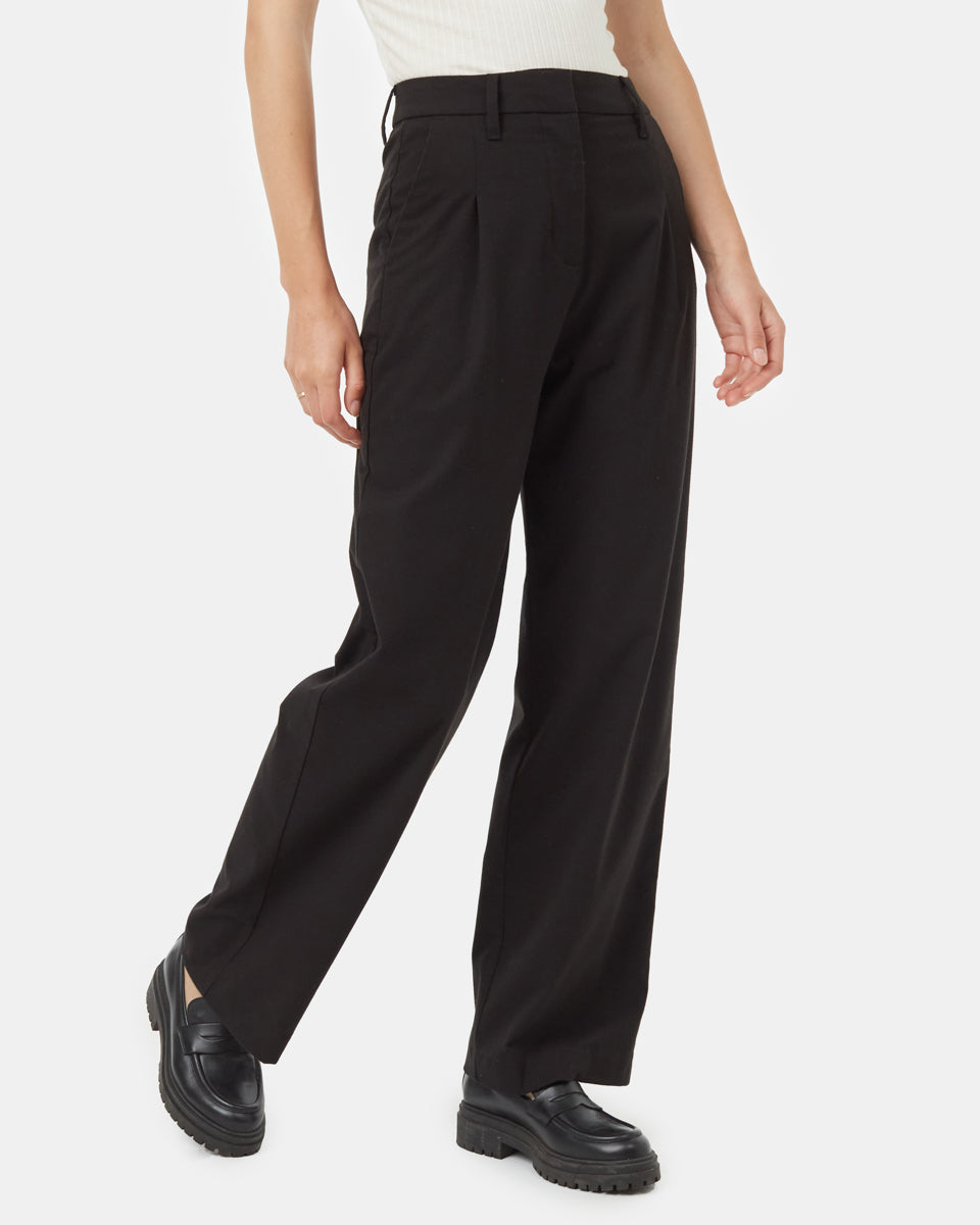 Tentree Women's Soft EcoTwill Pleat Front Pant - Meteorite Black