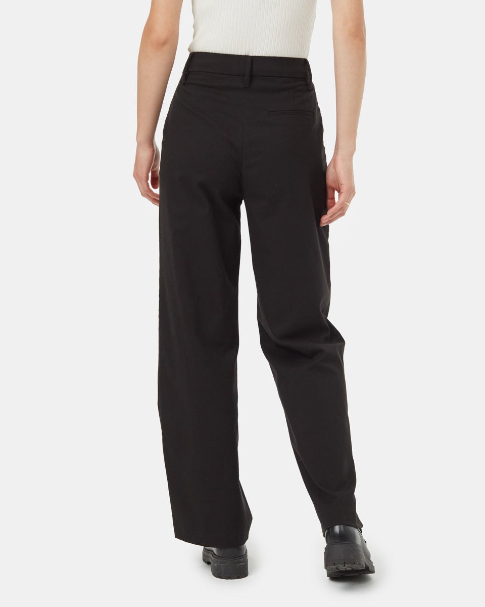Tentree Women's Soft EcoTwill Pleat Front Pant - Meteorite Black