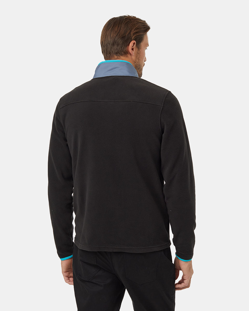 Tentree Men's Recycled MicroFleece Contrast Full Zip - Meteorite Black Vintage Blue-E