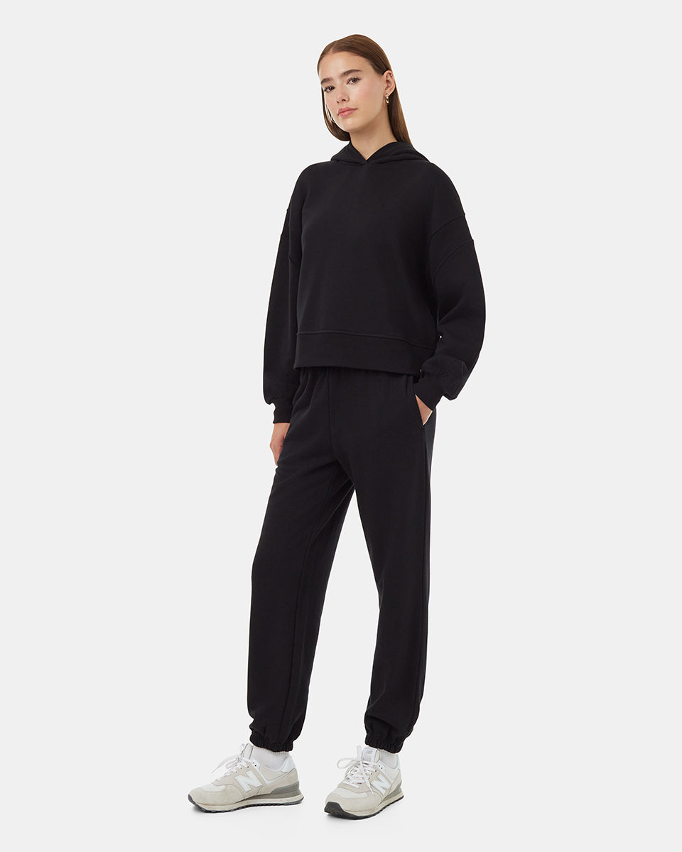 Tentree Women's TreeFleece Sleeve Detail Hoodie - Meteorite Black