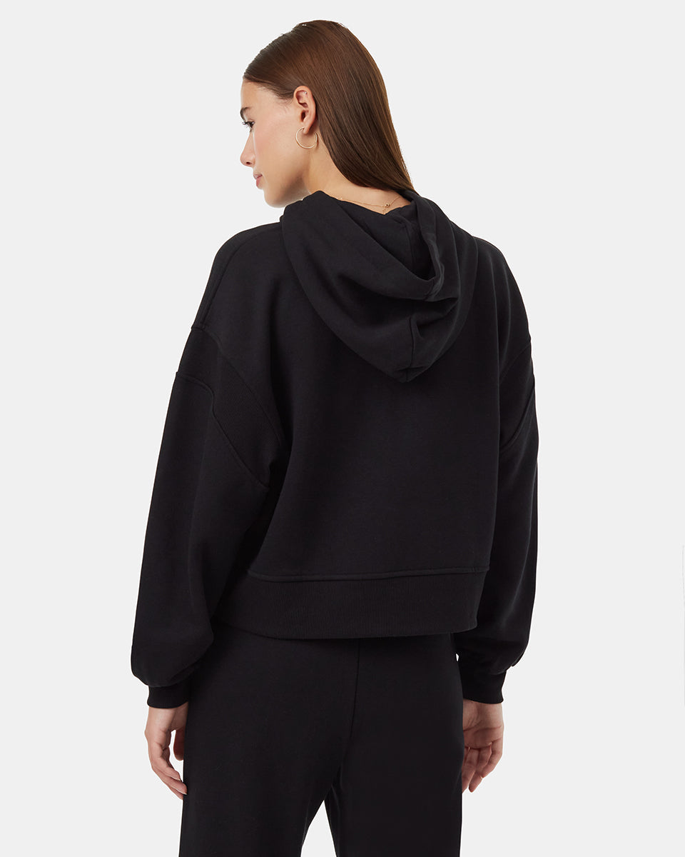 Tentree Women's TreeFleece Sleeve Detail Hoodie - Meteorite Black