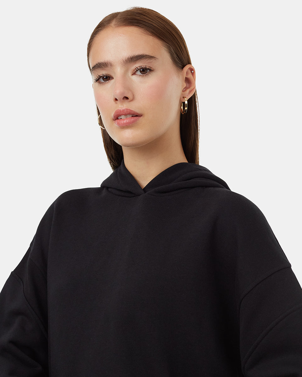 Tentree Women's TreeFleece Sleeve Detail Hoodie - Meteorite Black