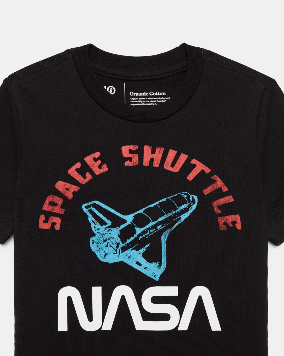 Tentree Kids Space Shuttle T-Shirt - Meteorite Black Bright White