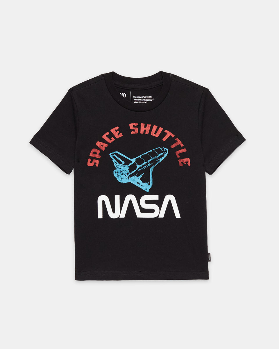 Tentree Kids Space Shuttle T-Shirt - Meteorite Black Bright White