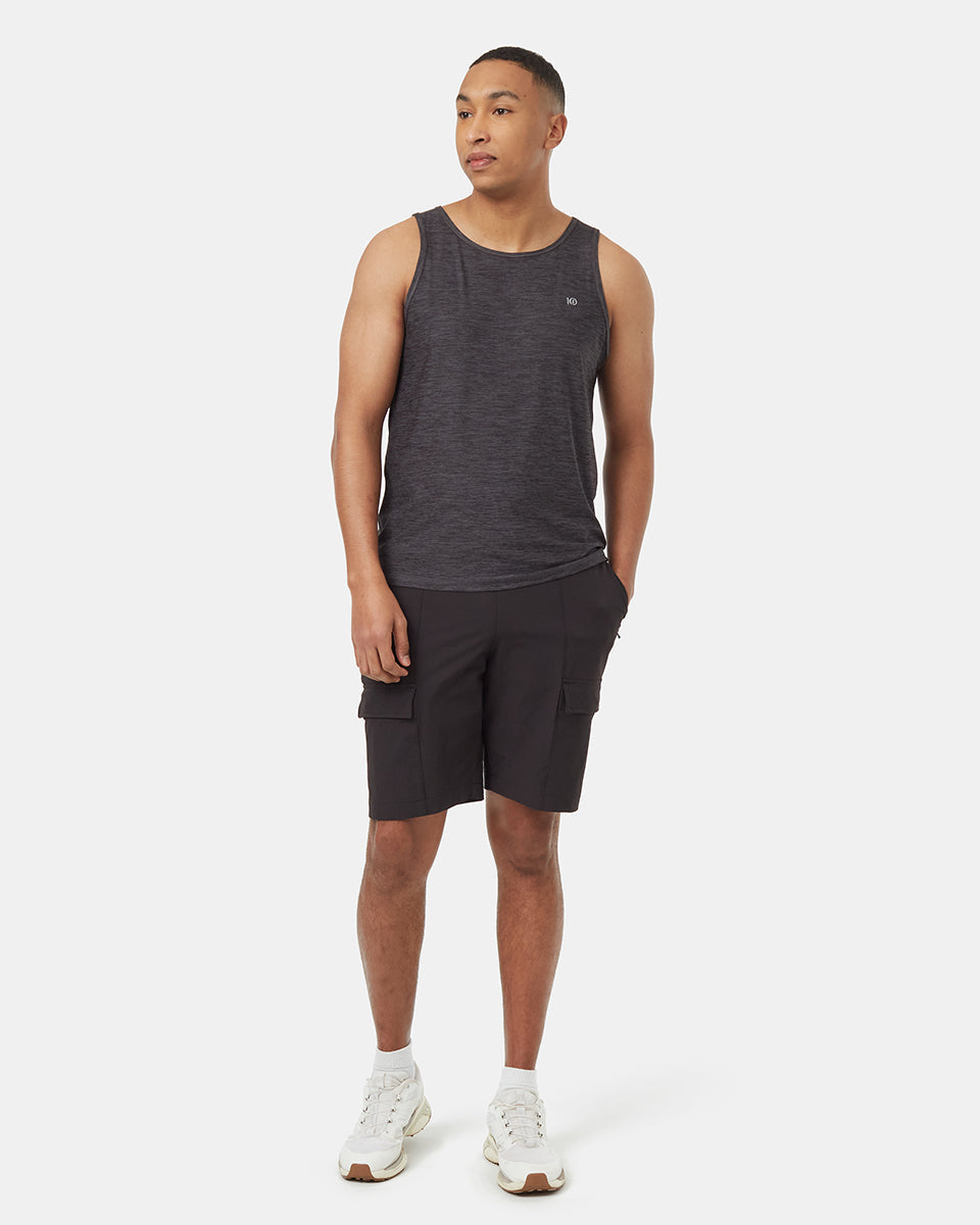 Tentree Men's Active Soft Knit Light Tank - Meteorite Black Obsidian Melange