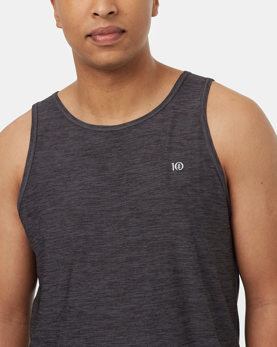 Tentree Men's Active Soft Knit Light Tank - Meteorite Black Obsidian Melange
