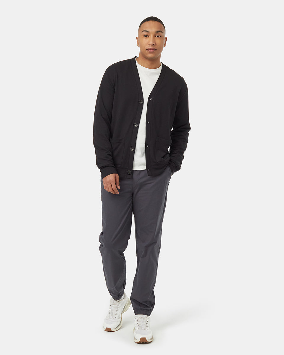 Tentree Men's SoftTerry Light Button Front Cardigan - Meteorite Black