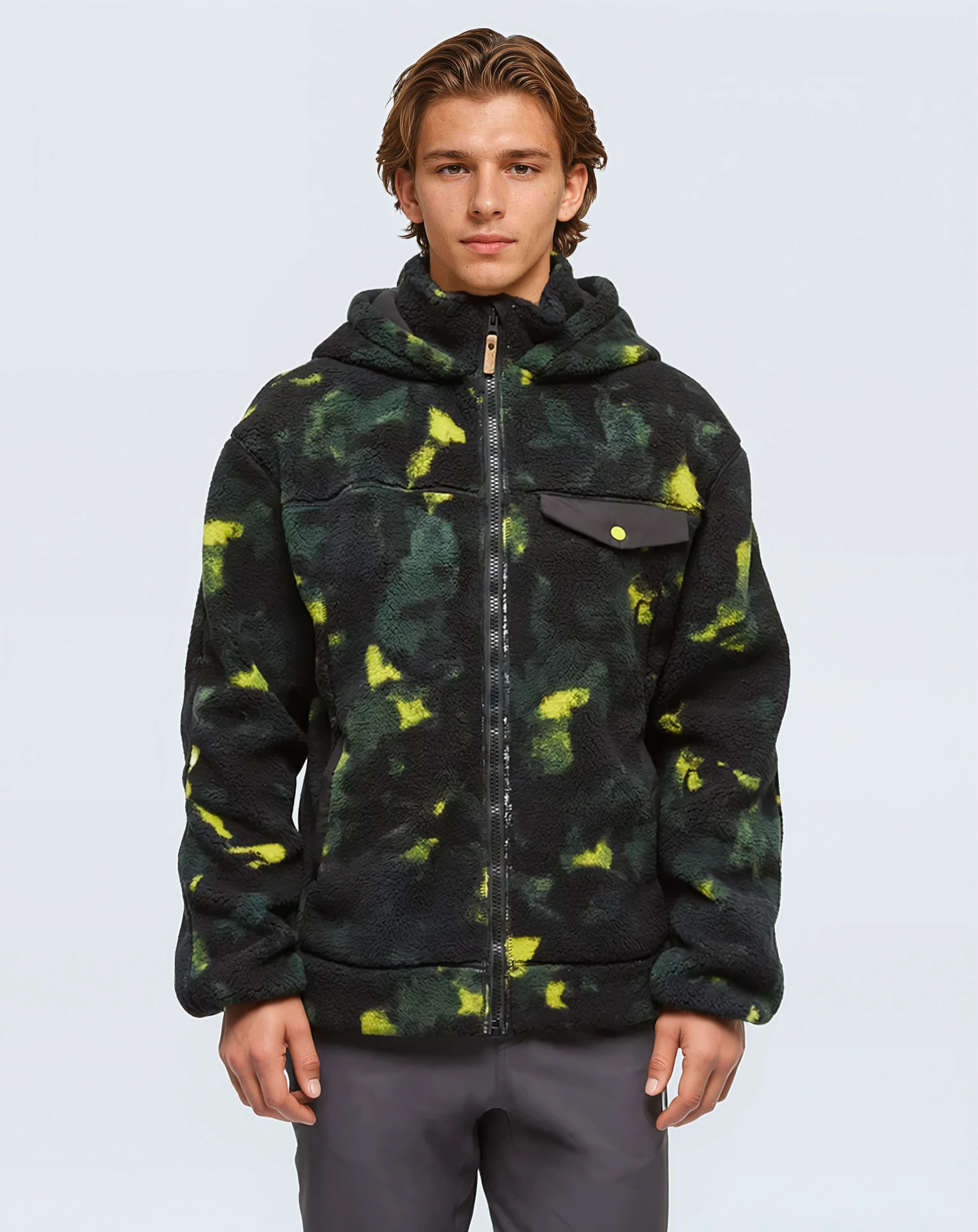 Tentree Men's Sanford Full Zip - Borealis Print Meteorite Black