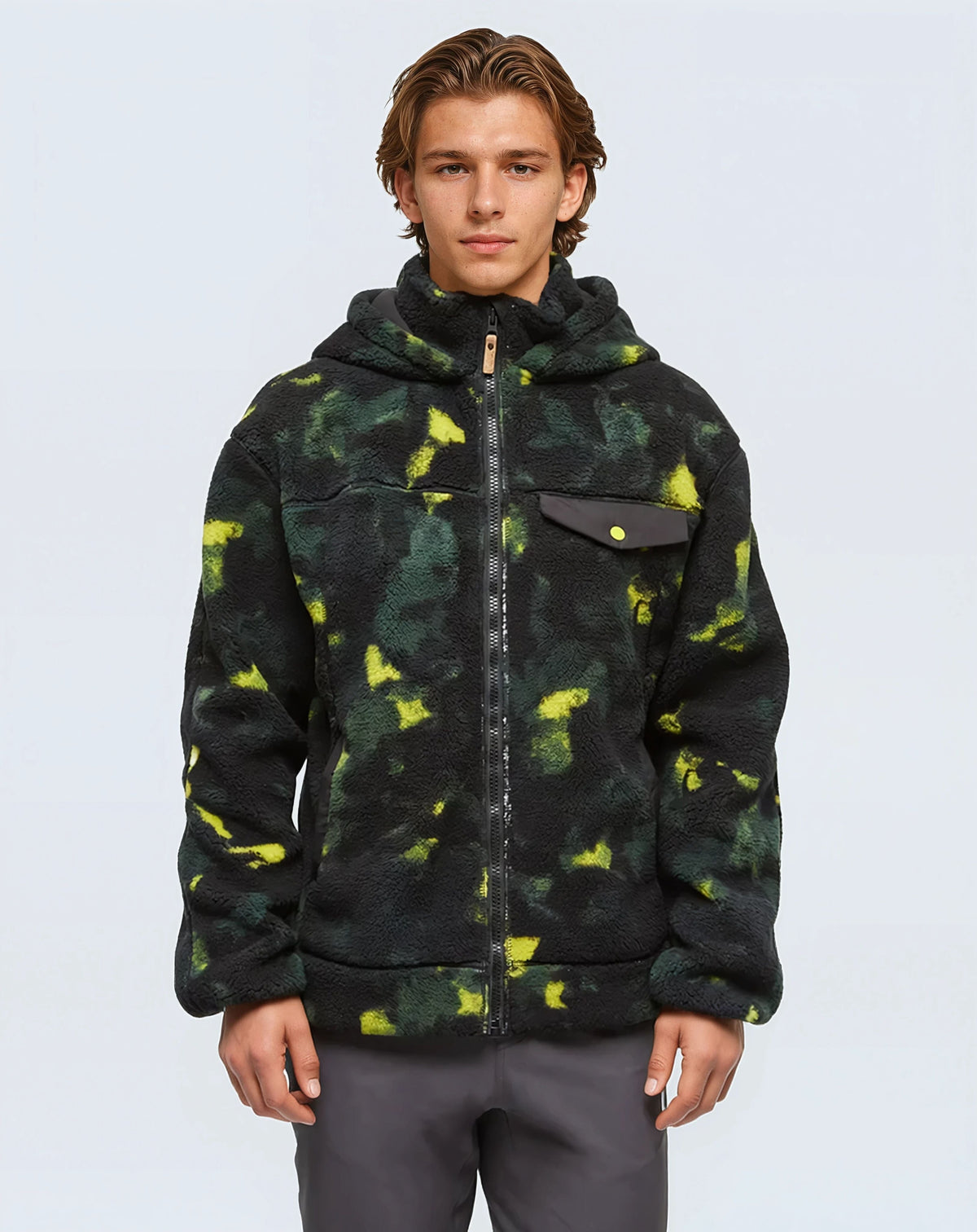 Tentree Men's Sanford Full Zip - Borealis Print Meteorite Black