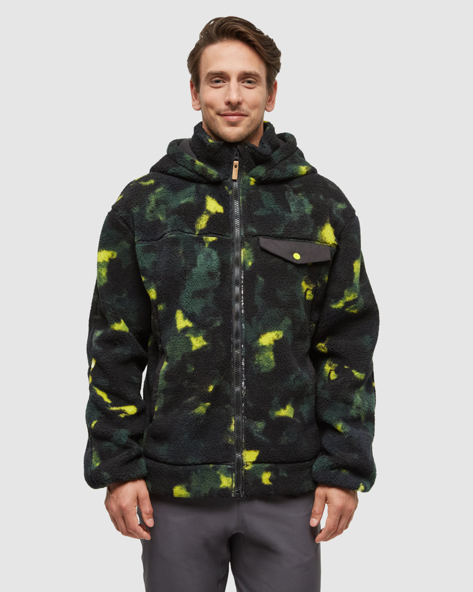 Tentree Men's Sanford Full Zip - Borealis Print Meteorite Black