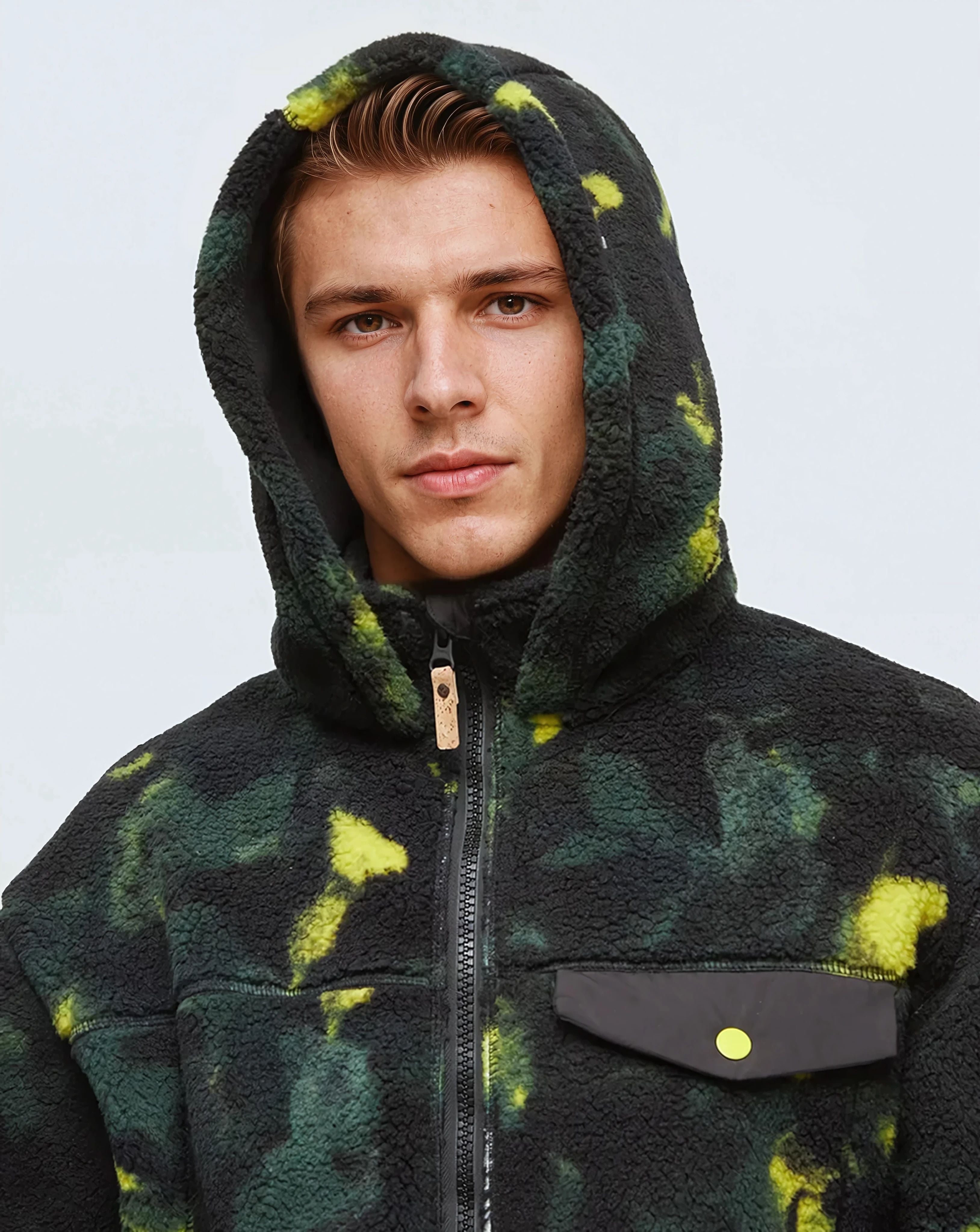 Tentree Men's Sanford Full Zip - Borealis Print Meteorite Black