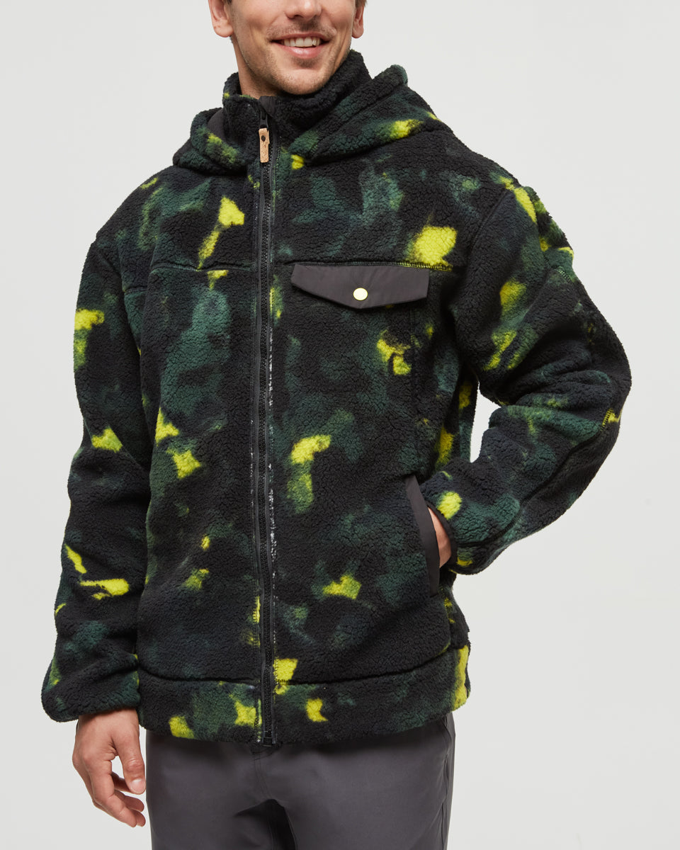 Tentree Men's Sanford Full Zip - Borealis Print Meteorite Black