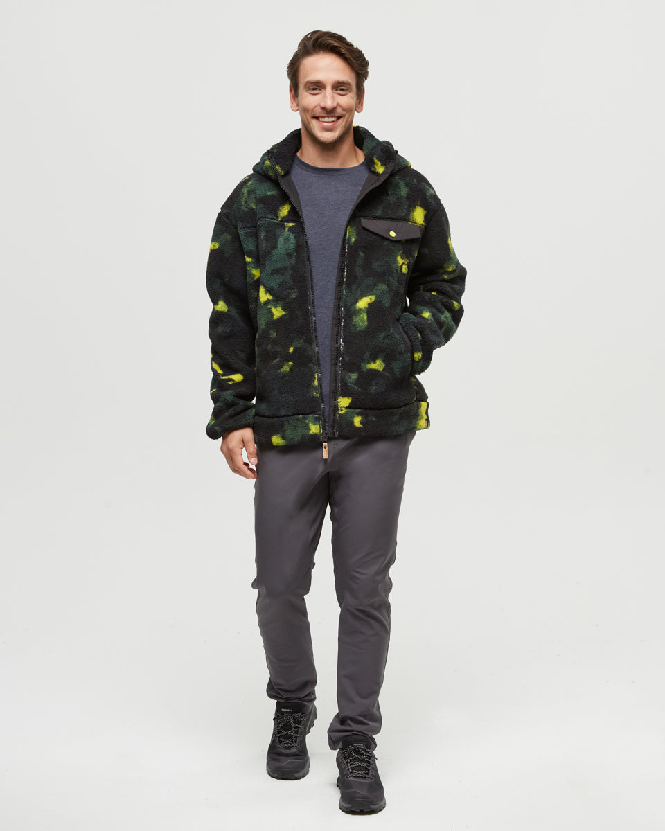 Tentree Men's Sanford Full Zip - Borealis Print Meteorite Black