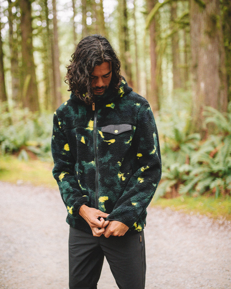Tentree Men's Sanford Full Zip - Borealis Print Meteorite Black