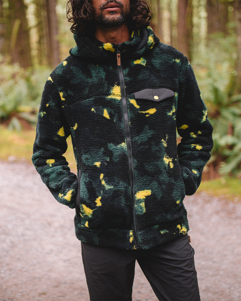 Tentree Men's Sanford Full Zip - Borealis Print Meteorite Black