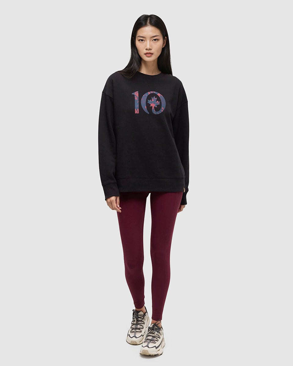 Tentree Women's Maple Crew - Meteorite Black Crimson
