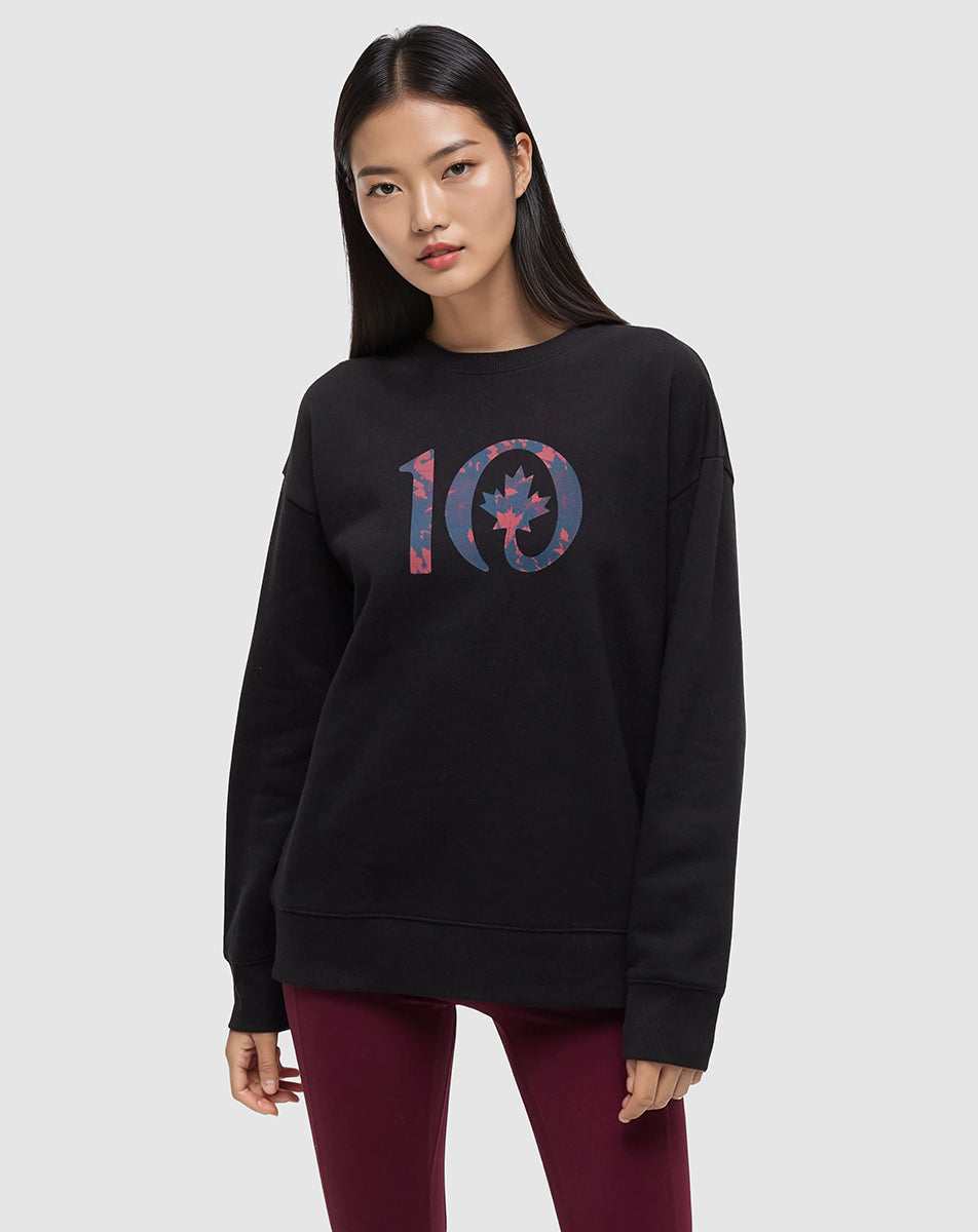 Tentree Women's Maple Crew - Meteorite Black Crimson