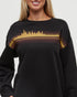 Tentree Women's Wildfire Retro Treeline Crew - Meteorite Black Harvest Gold
