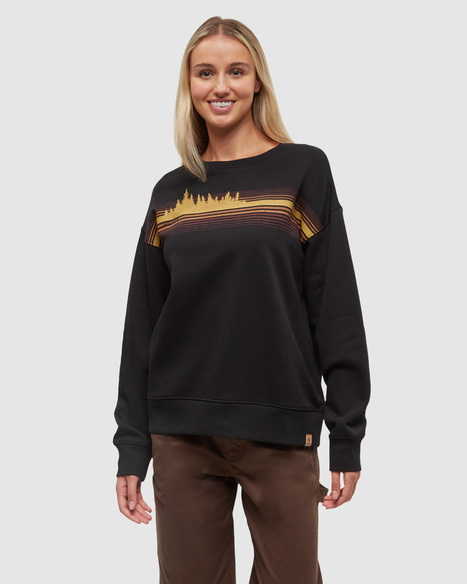 Tentree Women's Wildfire Retro Treeline Crew - Meteorite Black Harvest Gold