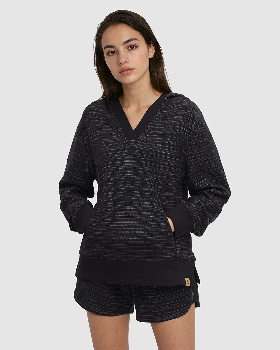 Tentree Women's Shore Hoodie - Meteorite Black Flash Stripe