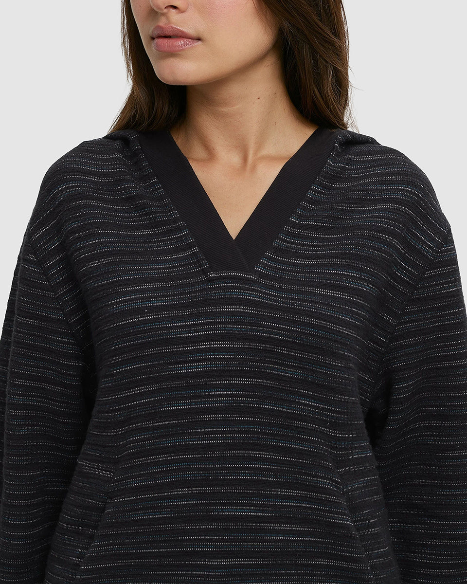 Tentree Women's Shore Hoodie - Meteorite Black Flash Stripe