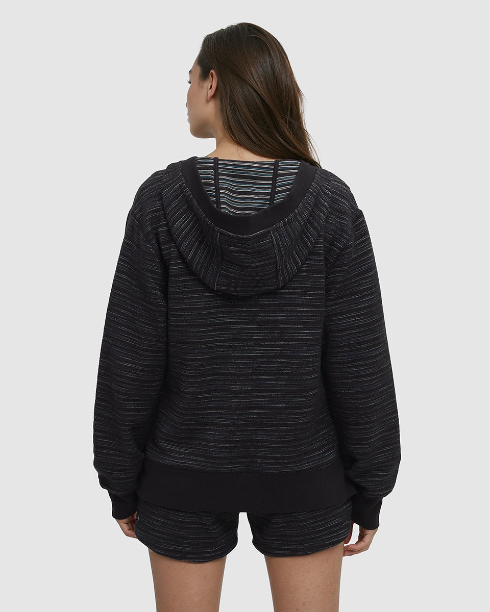 Tentree Women's Shore Hoodie - Meteorite Black Flash Stripe