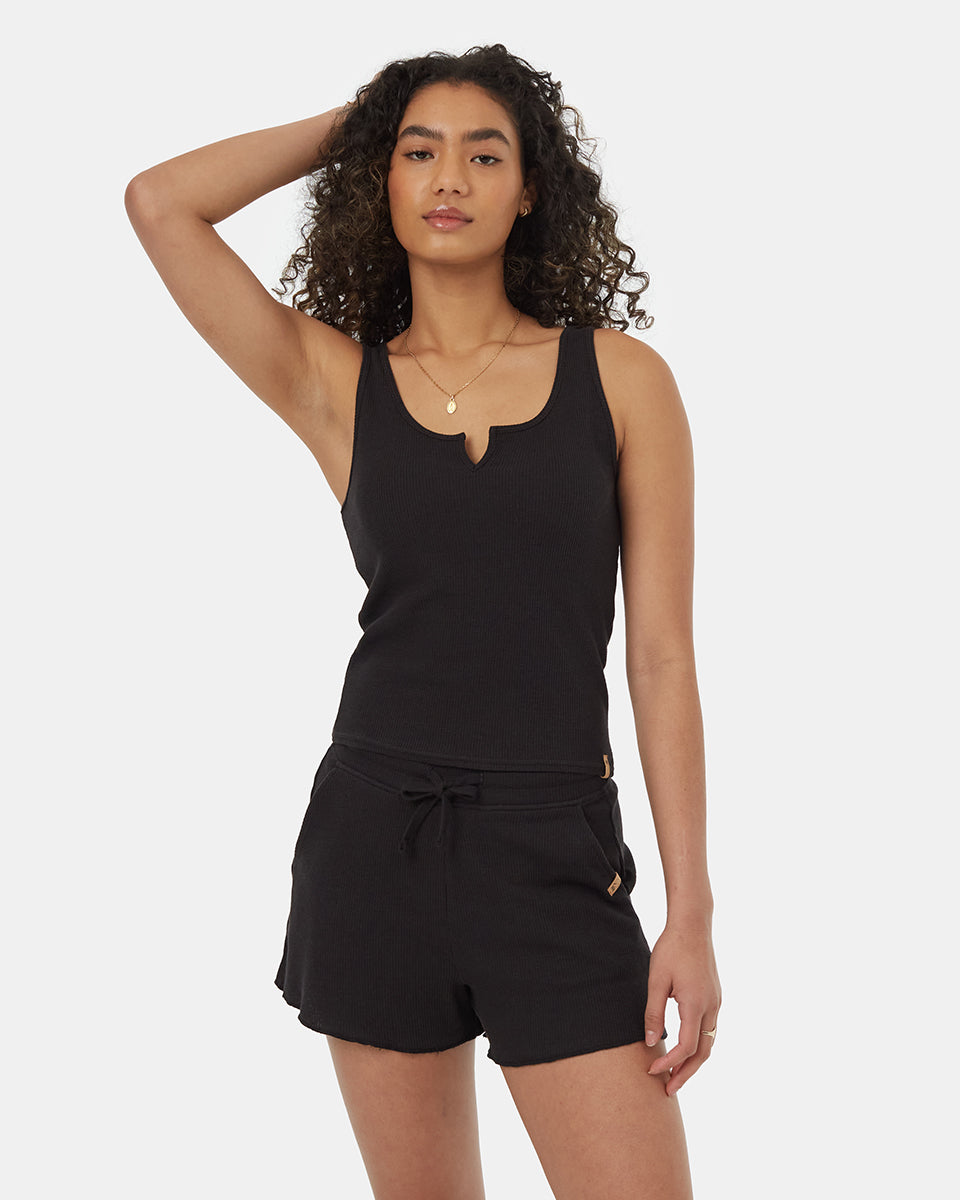 Tentree Women's TreeWaffle Notch Tank - Meteorite Black