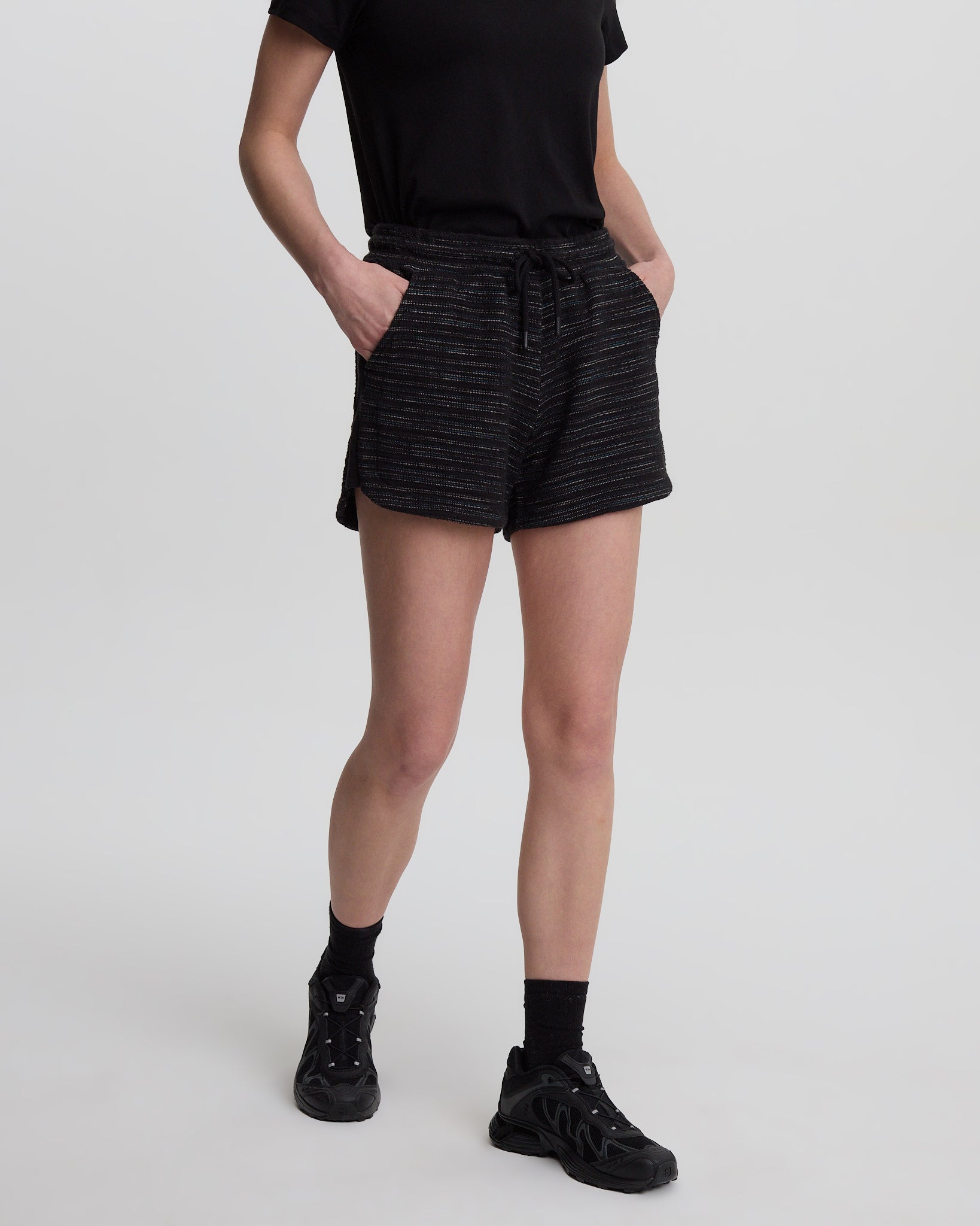 Tentree Women's Longview Short - Meteorite Black Flash Stripe