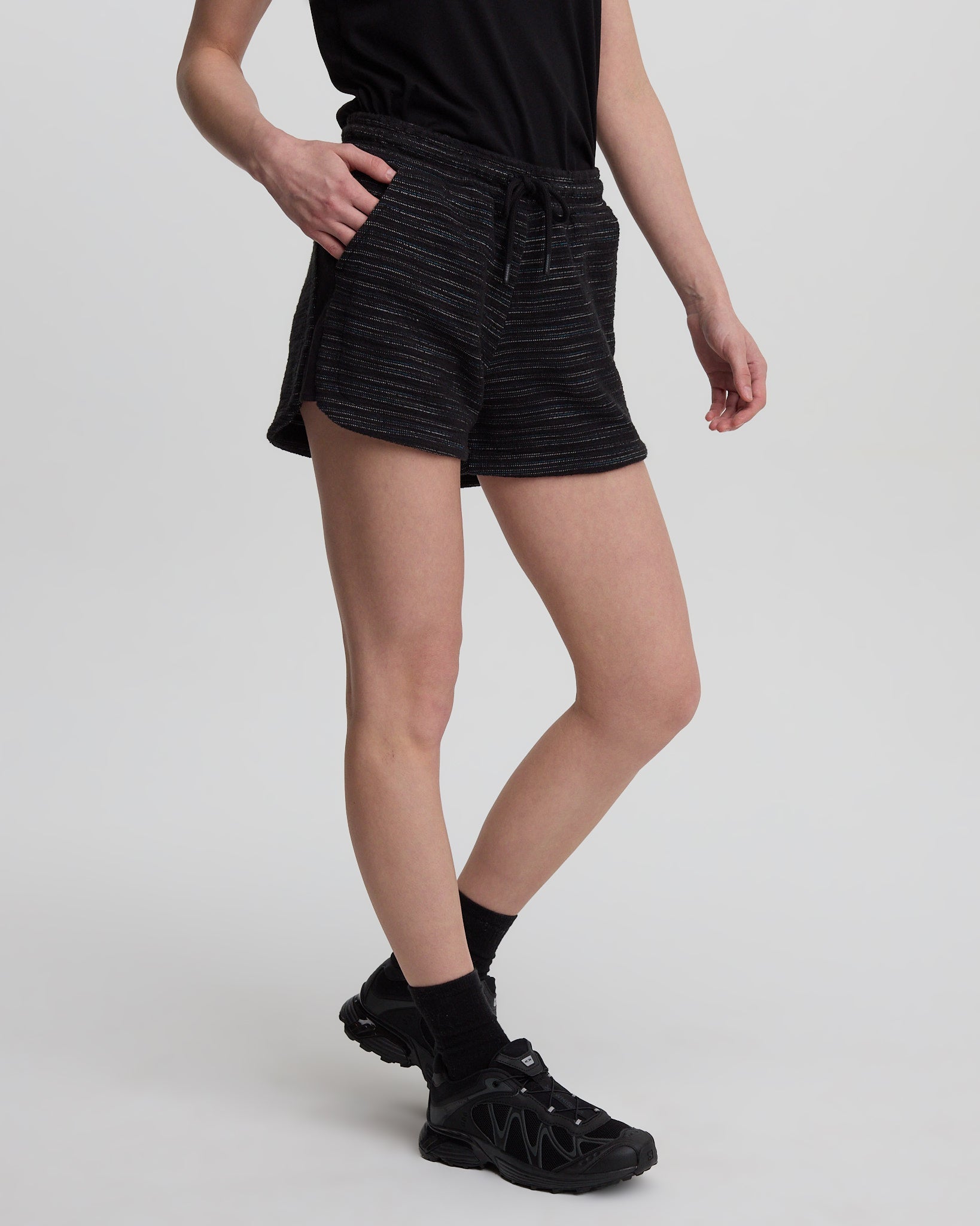 Tentree Women's Longview Short - Meteorite Black Flash Stripe