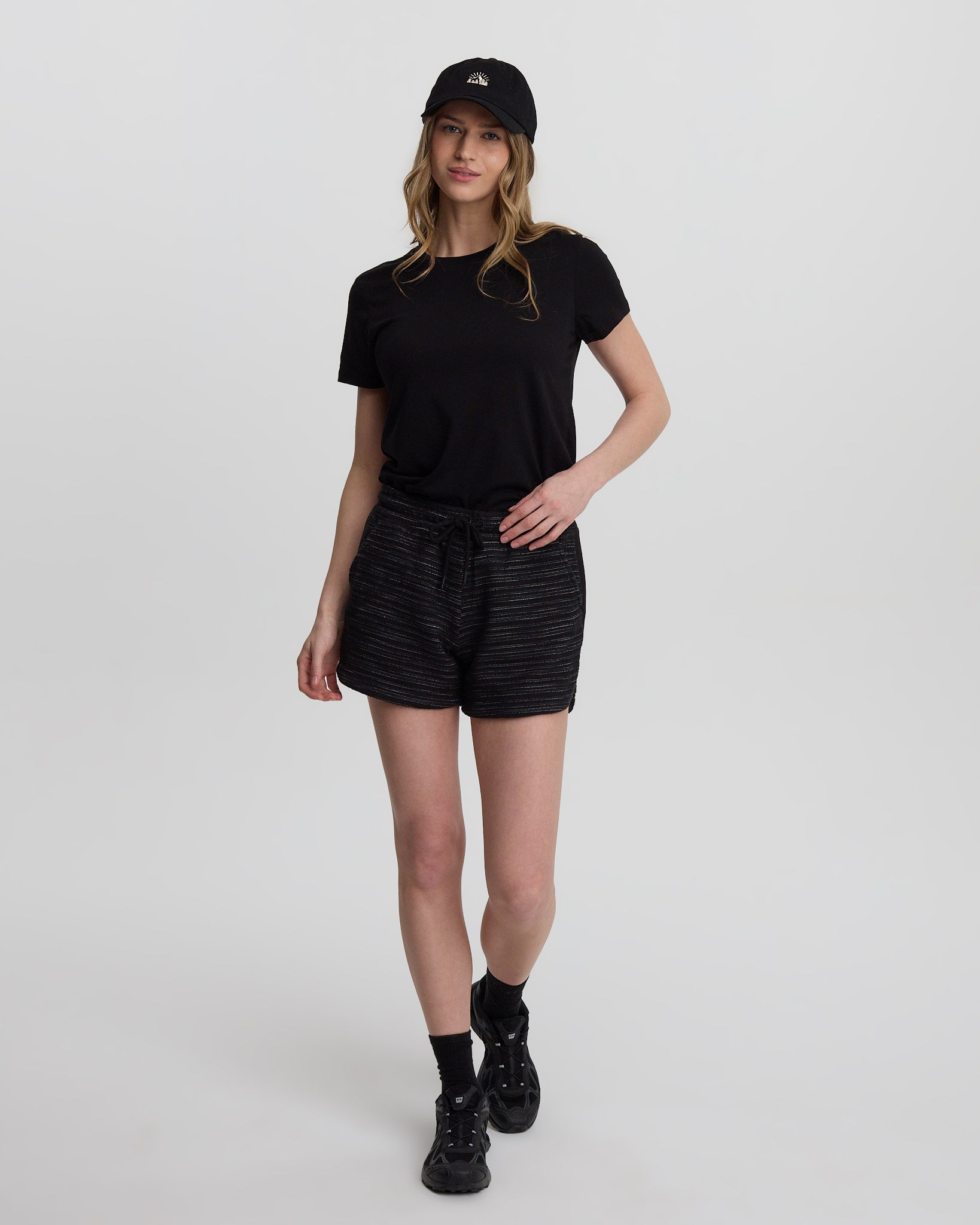 Tentree Women's Longview Short - Meteorite Black Flash Stripe