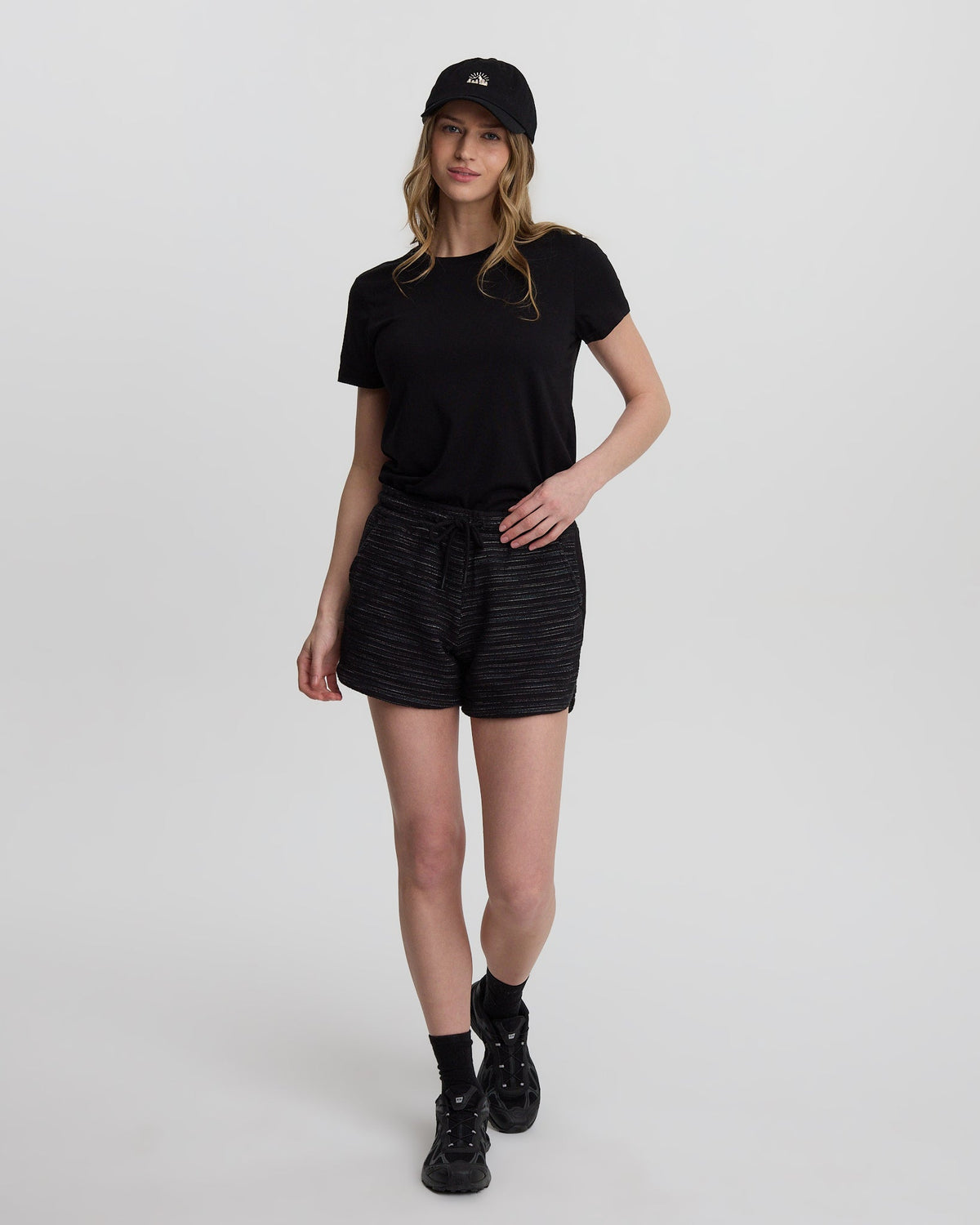Tentree Women's Longview Short - Meteorite Black Flash Stripe