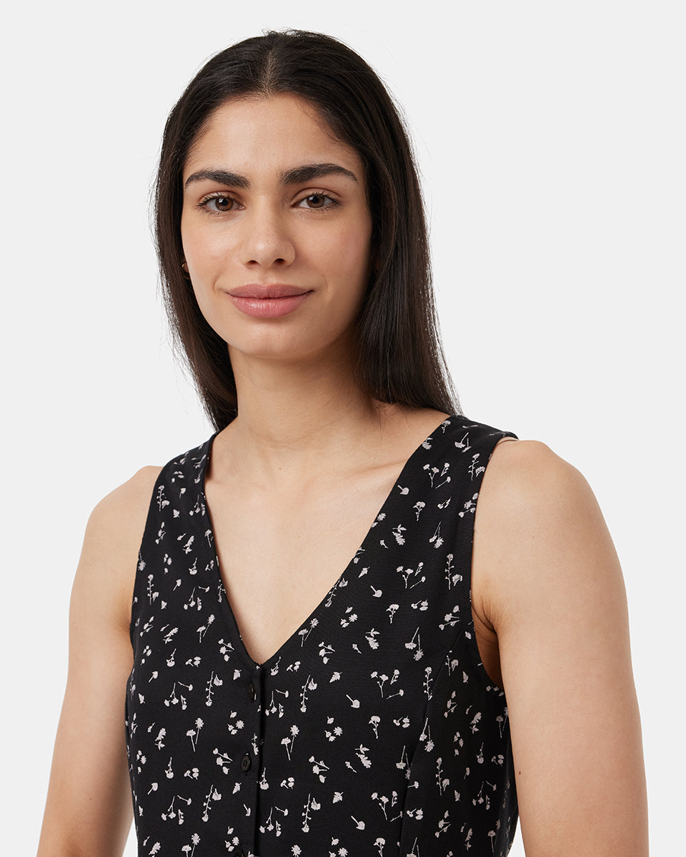 Tentree Women's Cami Dress - Meteorite Black Wildflower