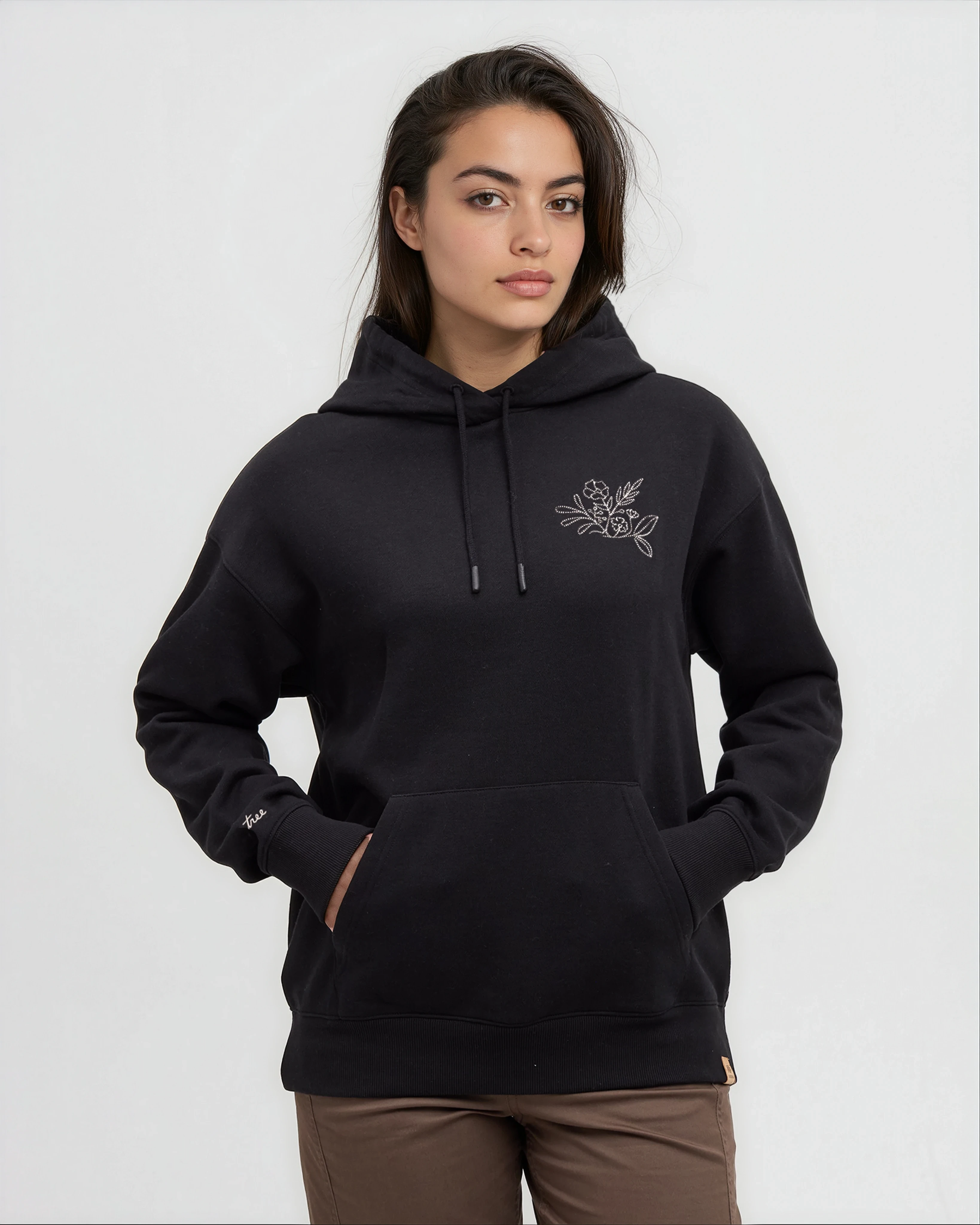 Tentree Women's Field Foliage Hoodie - Meteorite Black Pale Oak
