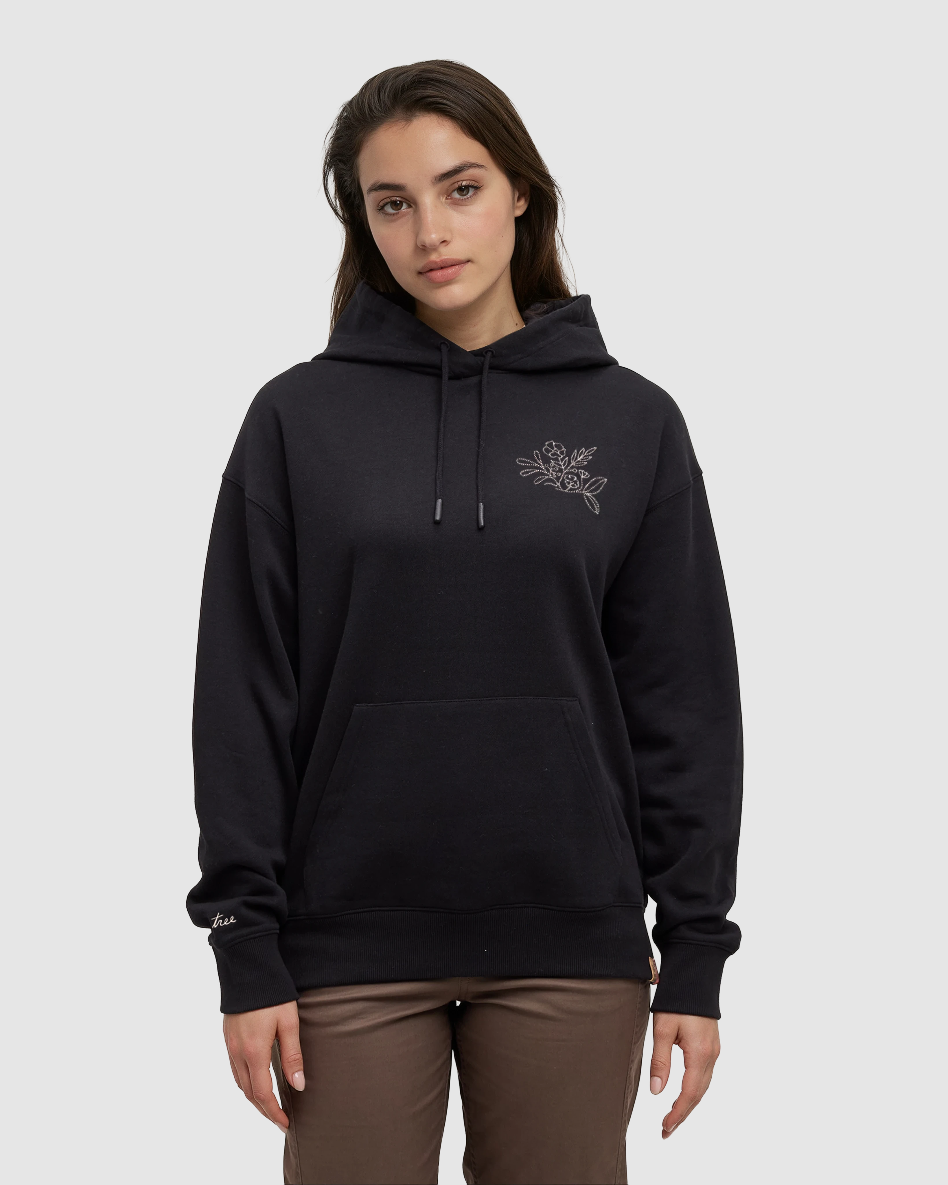 Tentree Women's Field Foliage Hoodie - Meteorite Black Pale Oak