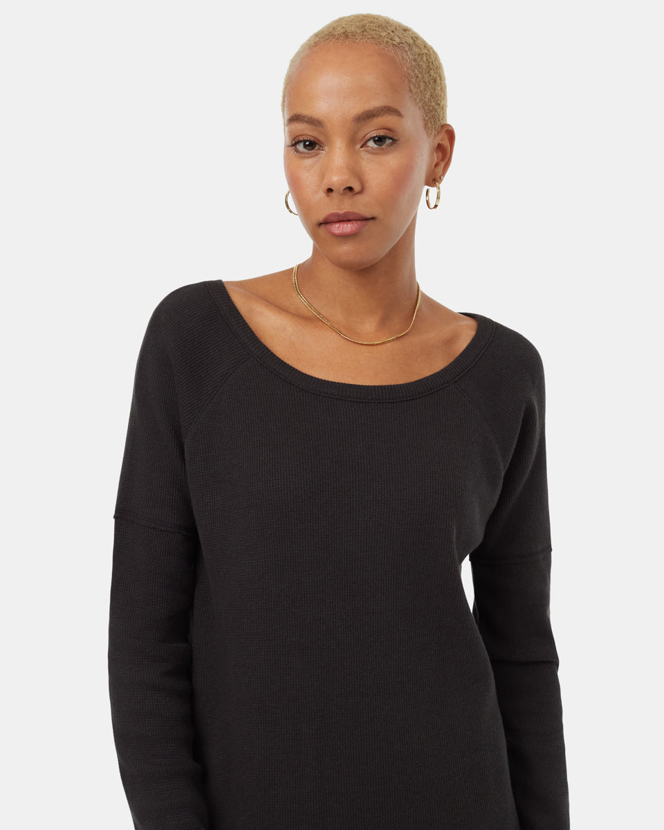 Tentree TreeWaffle Crew Longsleeve - Meteorite Black