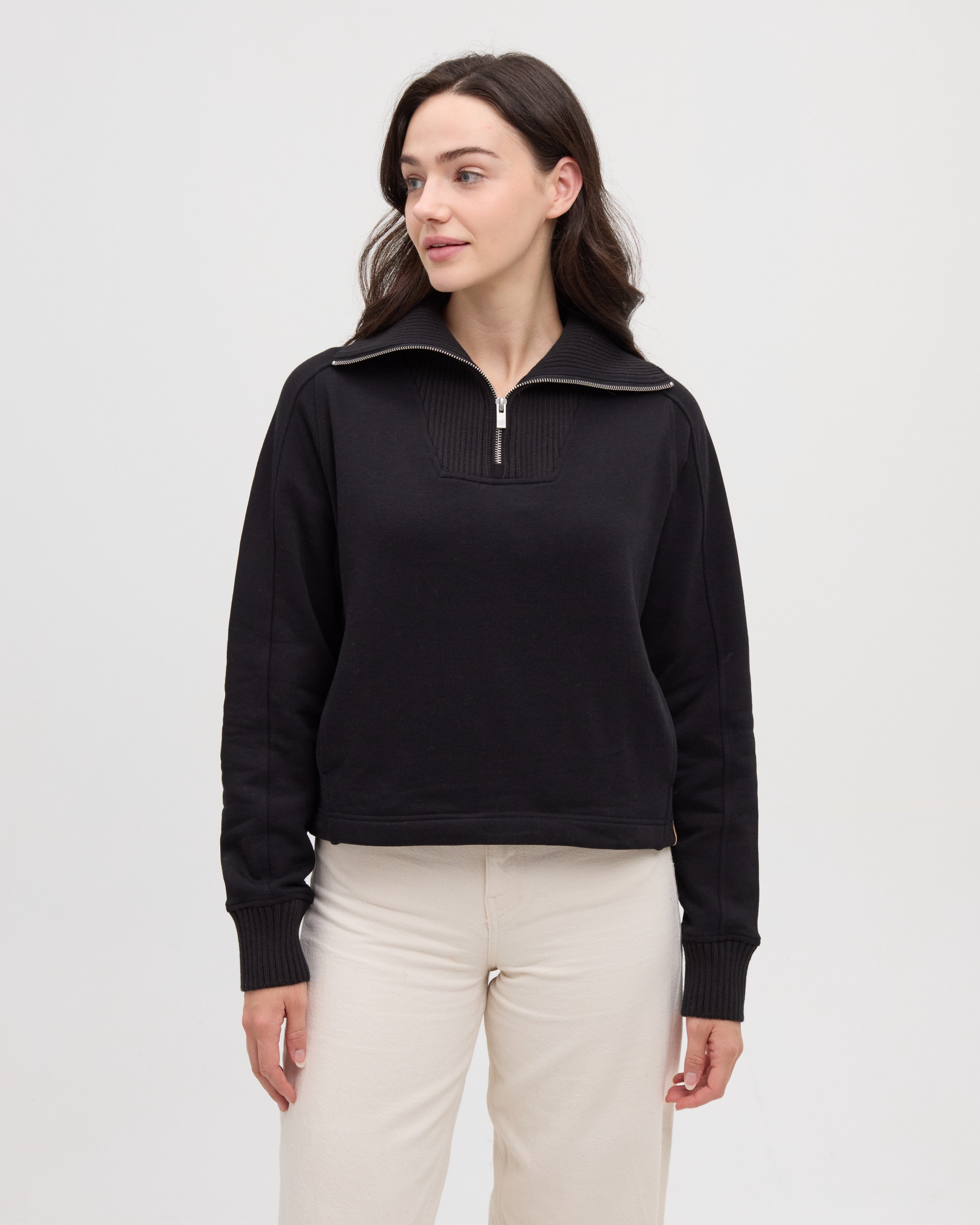 Tentree Women's Niagara 1/4 Zip - Meteorite Black