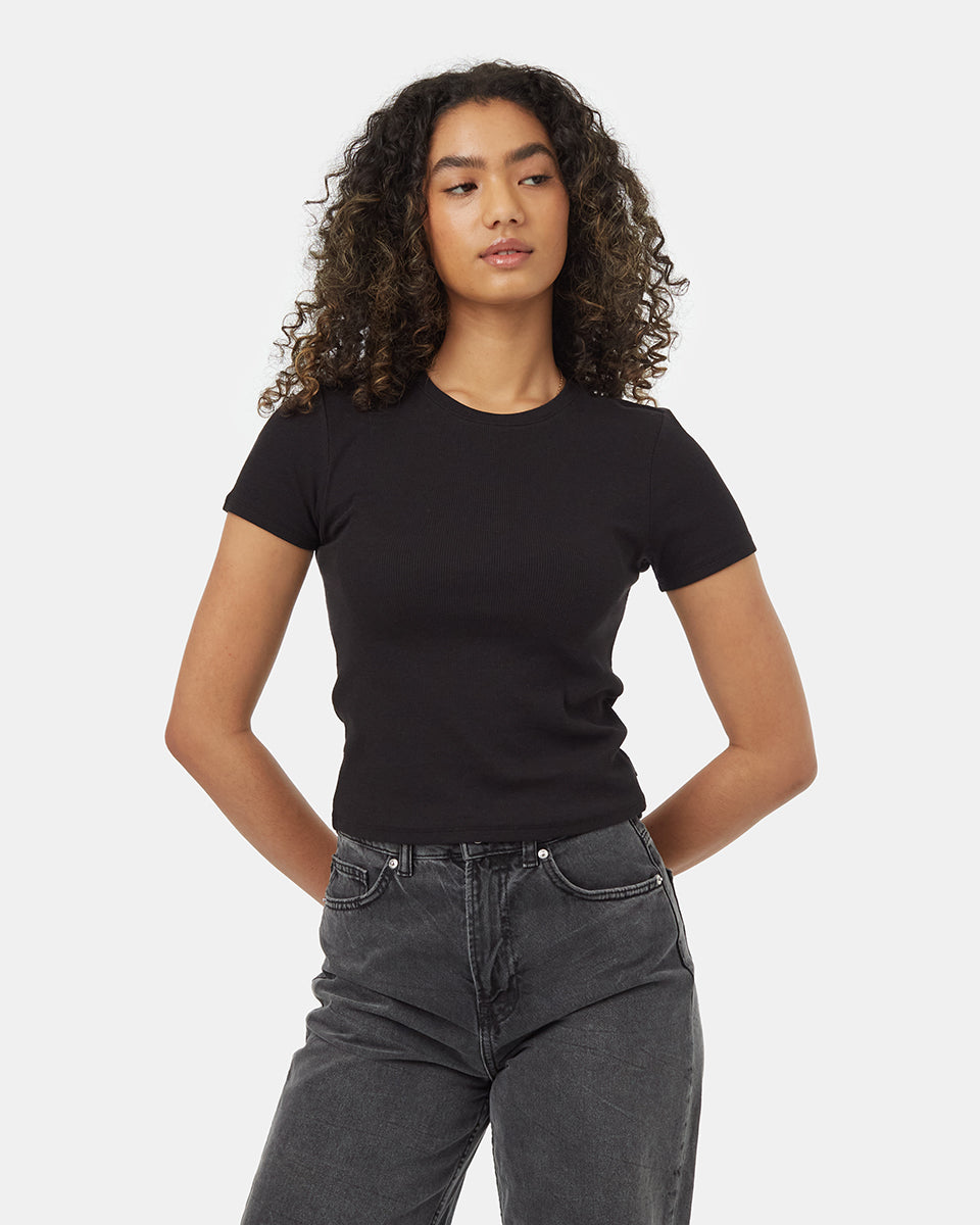 Tentree Women's Fitted Rib T-Shirt - Meteorite Black