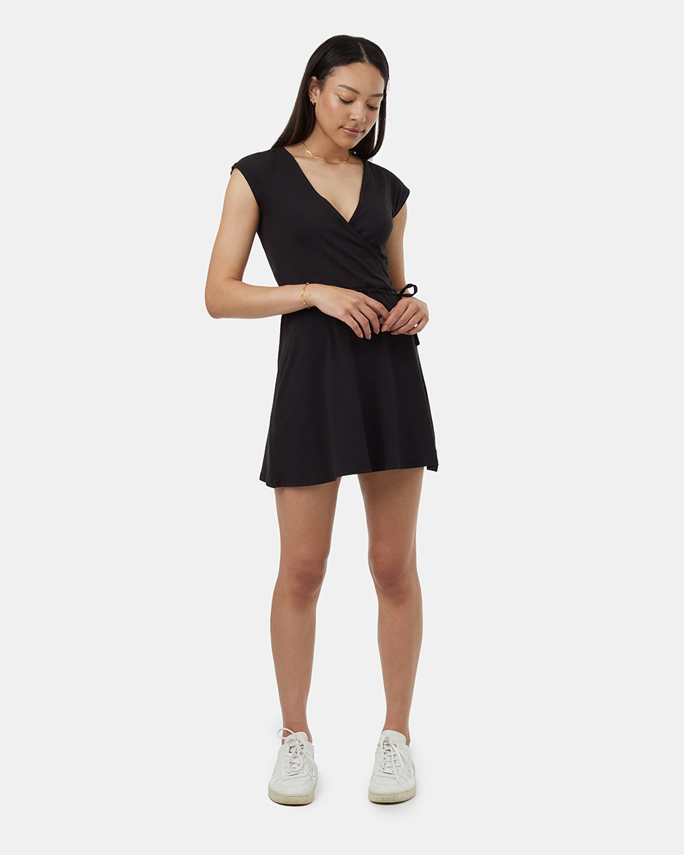 Tentree Women's Knit Wrap Dress - Meteorite Black