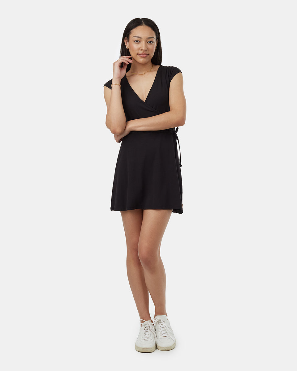 Tentree Women's Knit Wrap Dress - Meteorite Black
