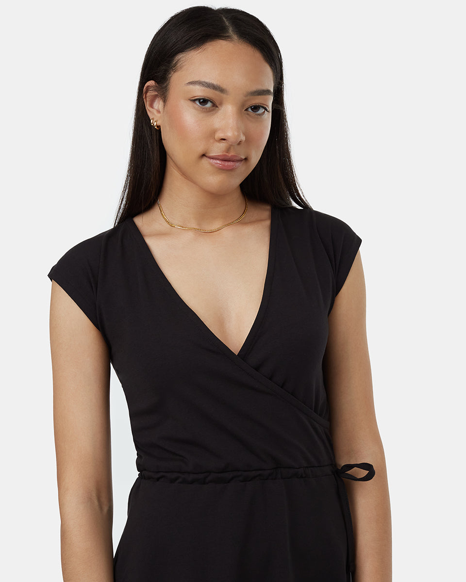Tentree Women's Knit Wrap Dress - Meteorite Black